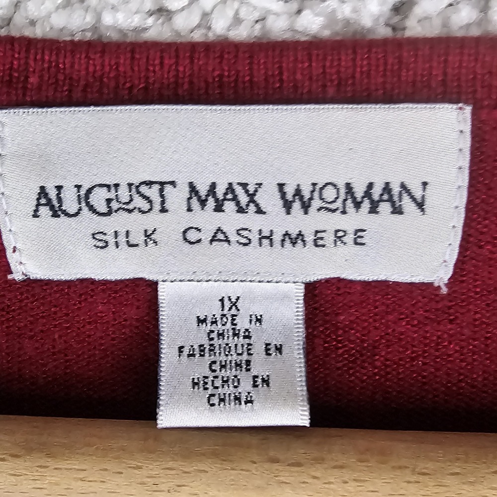 August Max Woman Cranberry Silk Cashmere Blend Cardigan Sweater Size 1X - Picture 5 of 12